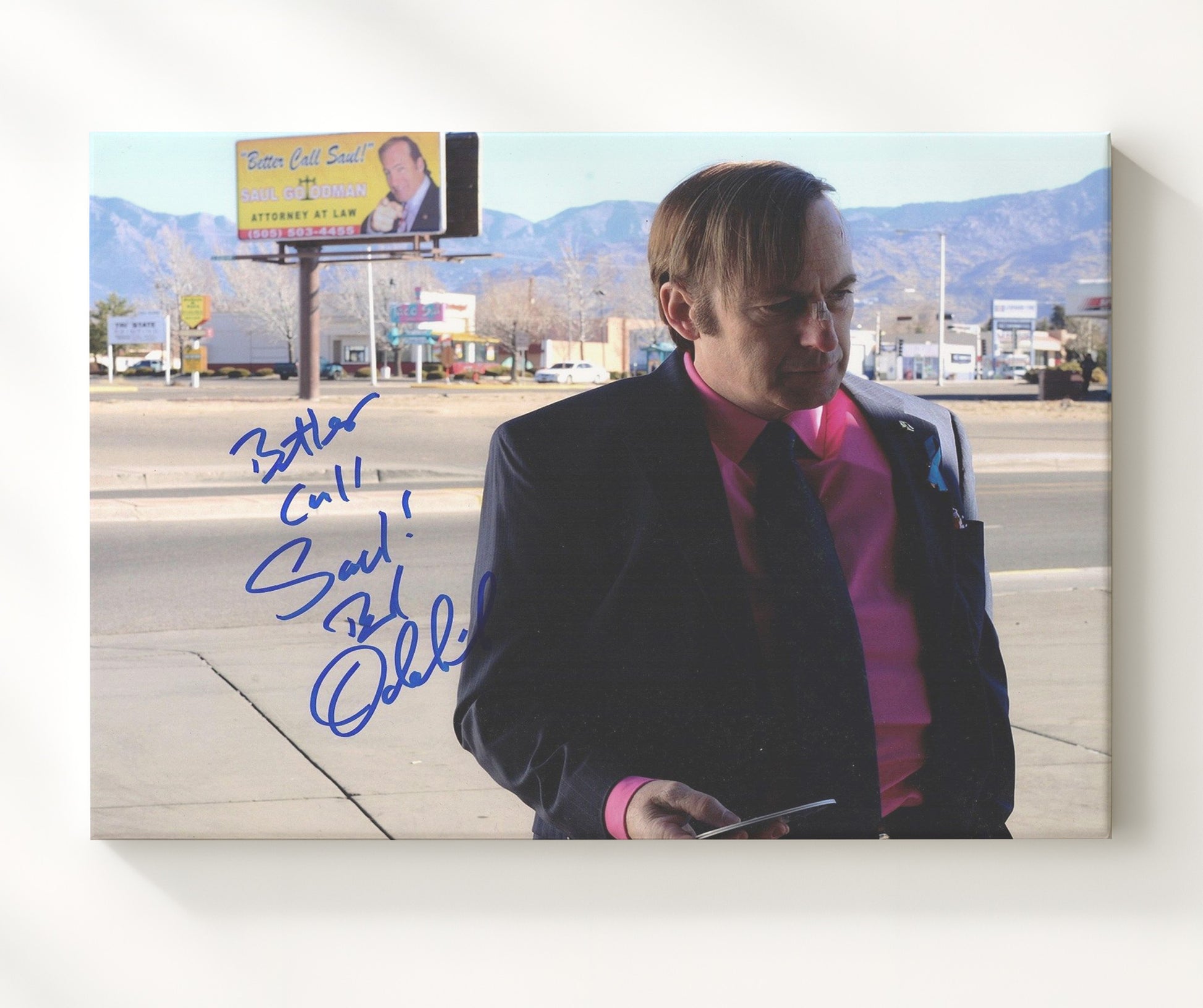 Better Call Saul - Bob Odenkirk (Jimmy McGill) Desert Bus Stop Billboard Scene - Vintage Television Wall Art - 20x24 Canvas wall art print - television decor