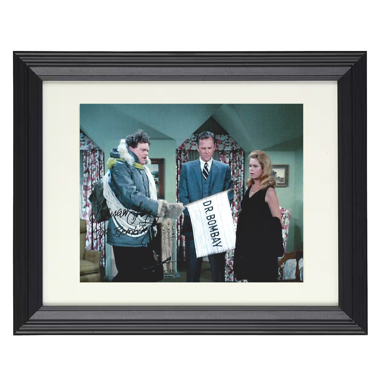 Bewitched – Dr. Bombay Magical House Call Scene – 8x10 black beveled framed television wall art