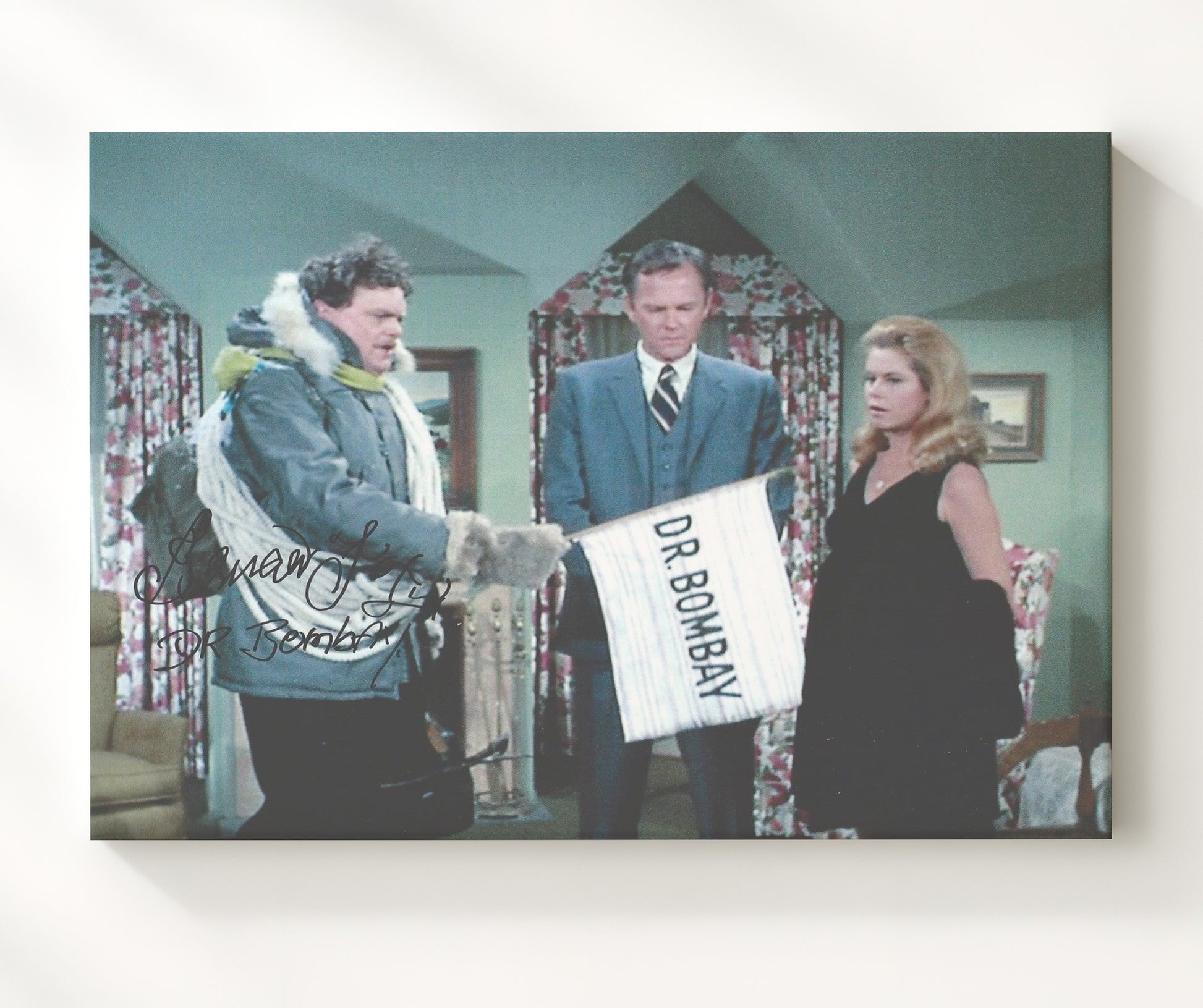 Bewitched - Bernard Fox (Dr. Bombay) Magical House Call Scene - Vintage Television Wall Art - 20x24 Canvas wall art print - television decor