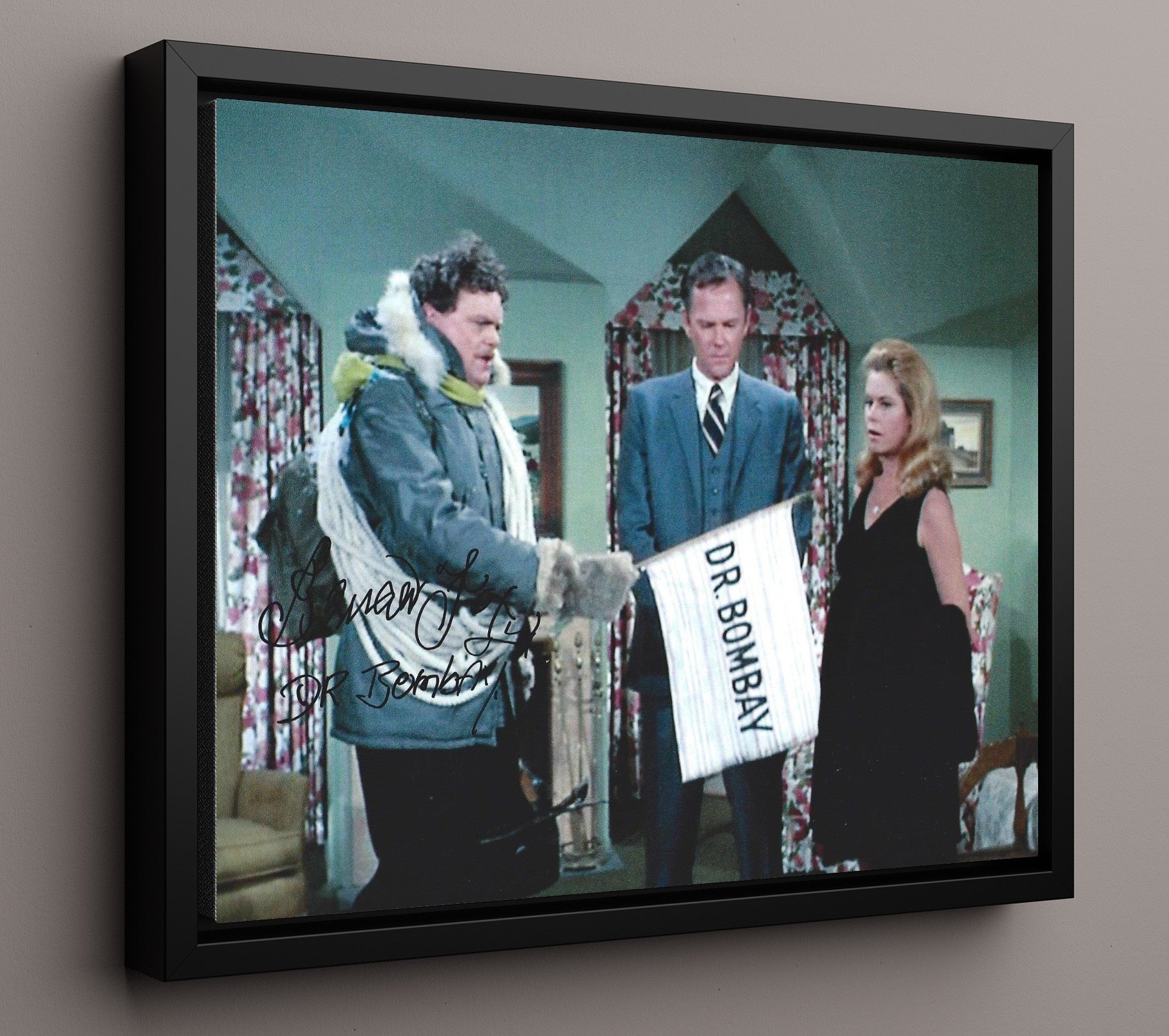 Bewitched - Bernard Fox (Dr. Bombay) Magical House Call Scene - Vintage Television Wall Art - 16x20 Framed Canvas wall art print - television decor