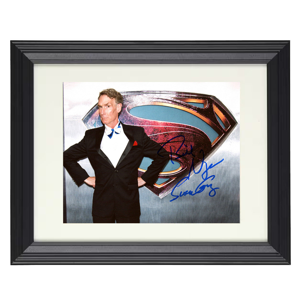 Bill Nye the Science Guy – Host Superman Logo Science Image – 8x10 black beveled framed television wall art