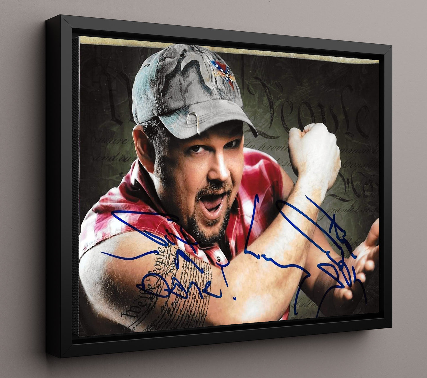 Blue Collar Comedy Tour - Daniel Whitney (Larry the Cable Guy) Flexing Pose - Vintage Television Wall Art - 16x20 Framed Canvas wall art print - television decor