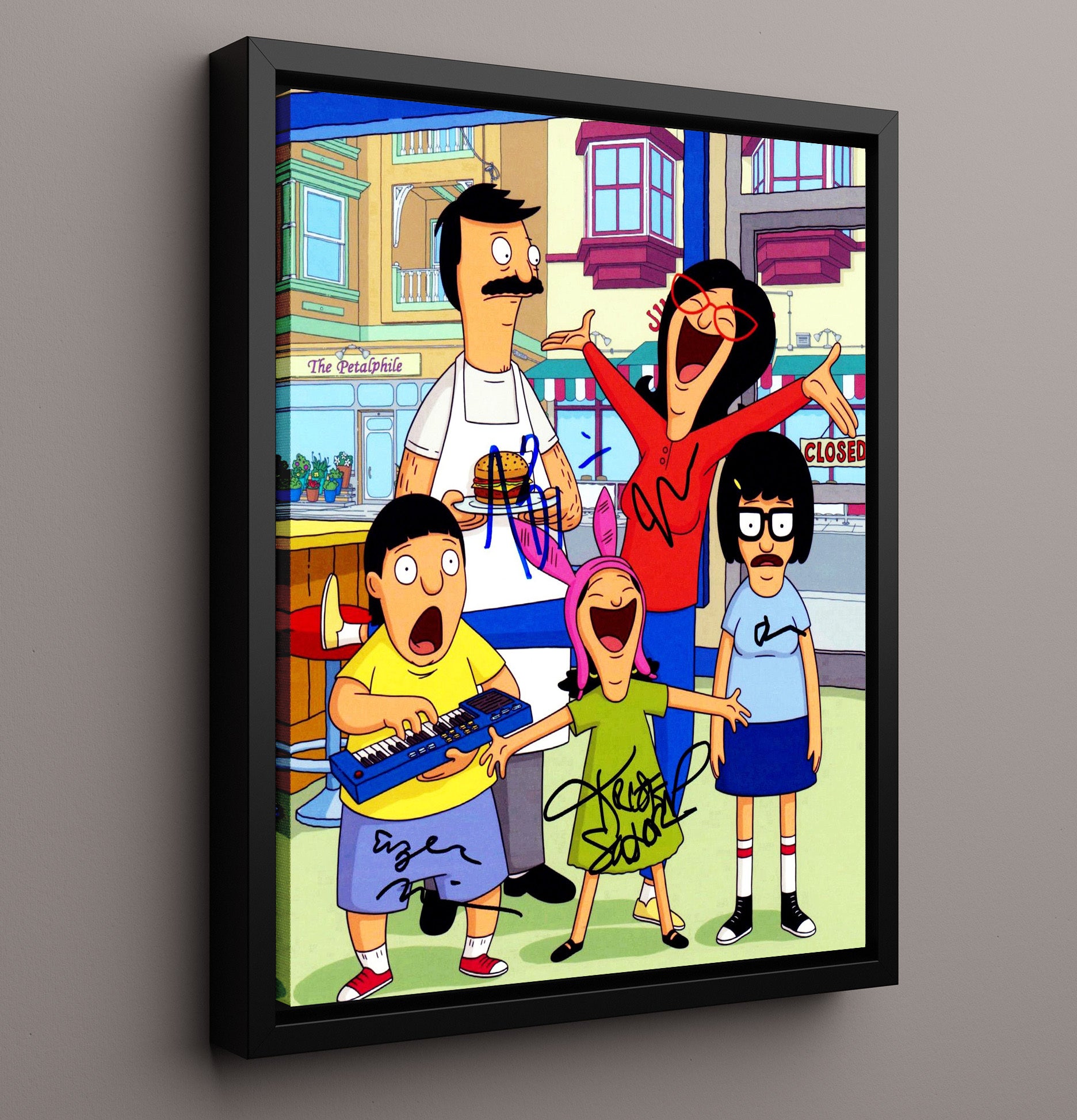 Bobs Burgers - H Jon Benjamin Belcher Family Animated Chaos - Vintage Television Wall Art - 16x20 Framed Canvas wall art print - television decor