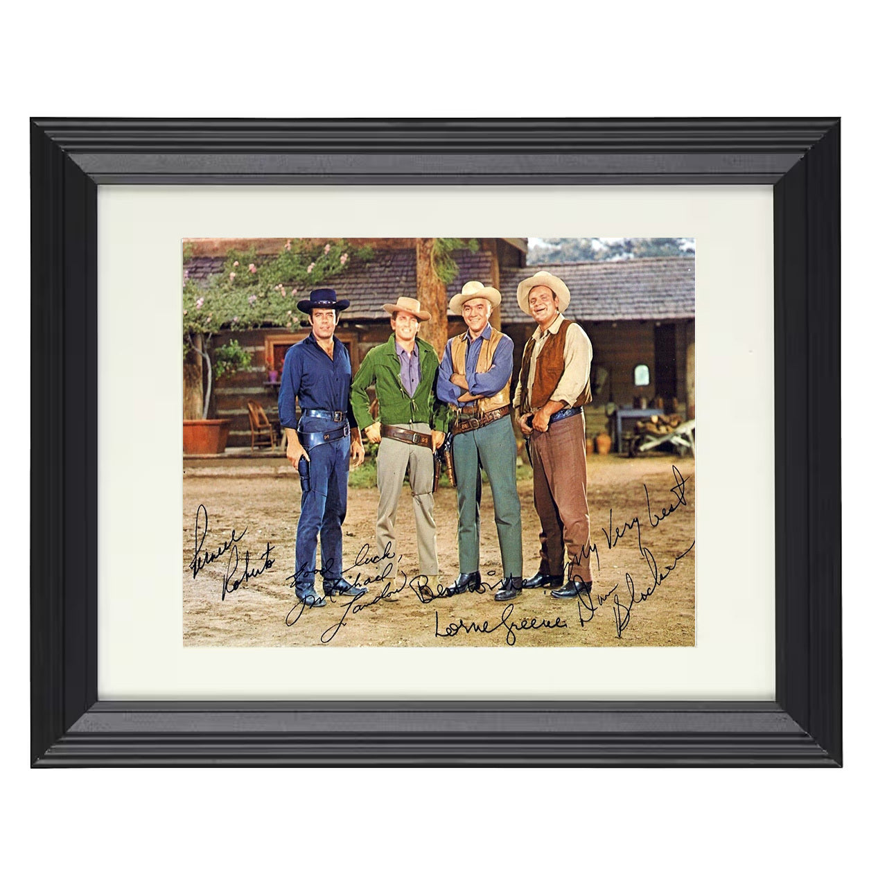 Bonanza – Ben Cartwright and Michael Landon and Dan Blocker – 8x10 black beveled framed television wall art