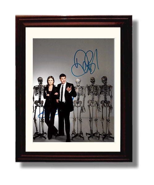 Bones - Emily Deschanel David Boreanaz Forensic Crime Duo - Vintage Television Wall Art - 8x10 Beveled Frame wall art print - television decor
