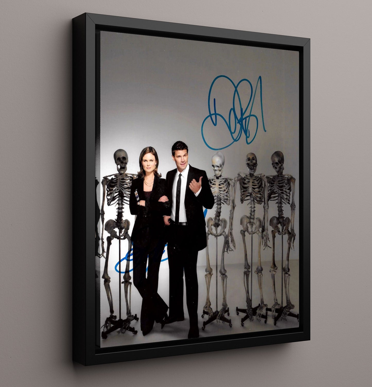 Bones - Emily Deschanel David Boreanaz Forensic Crime Duo - Vintage Television Wall Art - 16x20 Framed Canvas wall art print - television decor