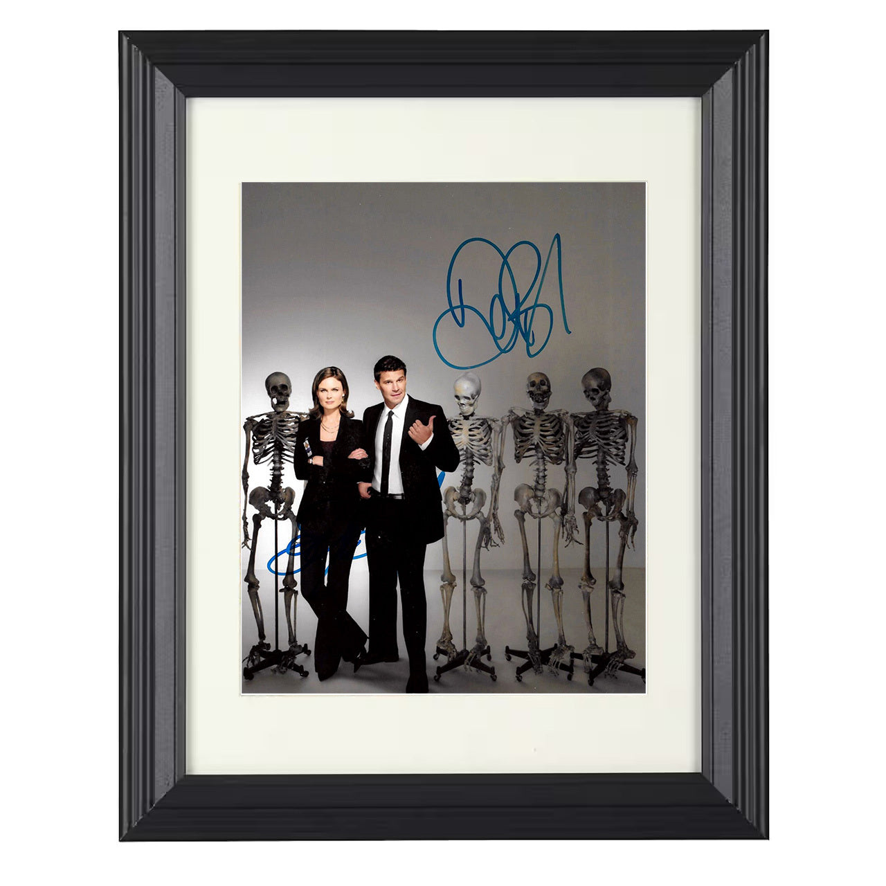 Bones – Emily Deschanel David Boreanaz Forensic Crime Duo – 8x10 black beveled framed television wall art