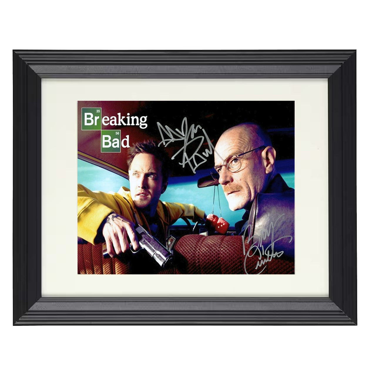 Breaking Bad – Walter White and Aaron Paul Hazmat Couch – 8x10 black beveled framed television wall art