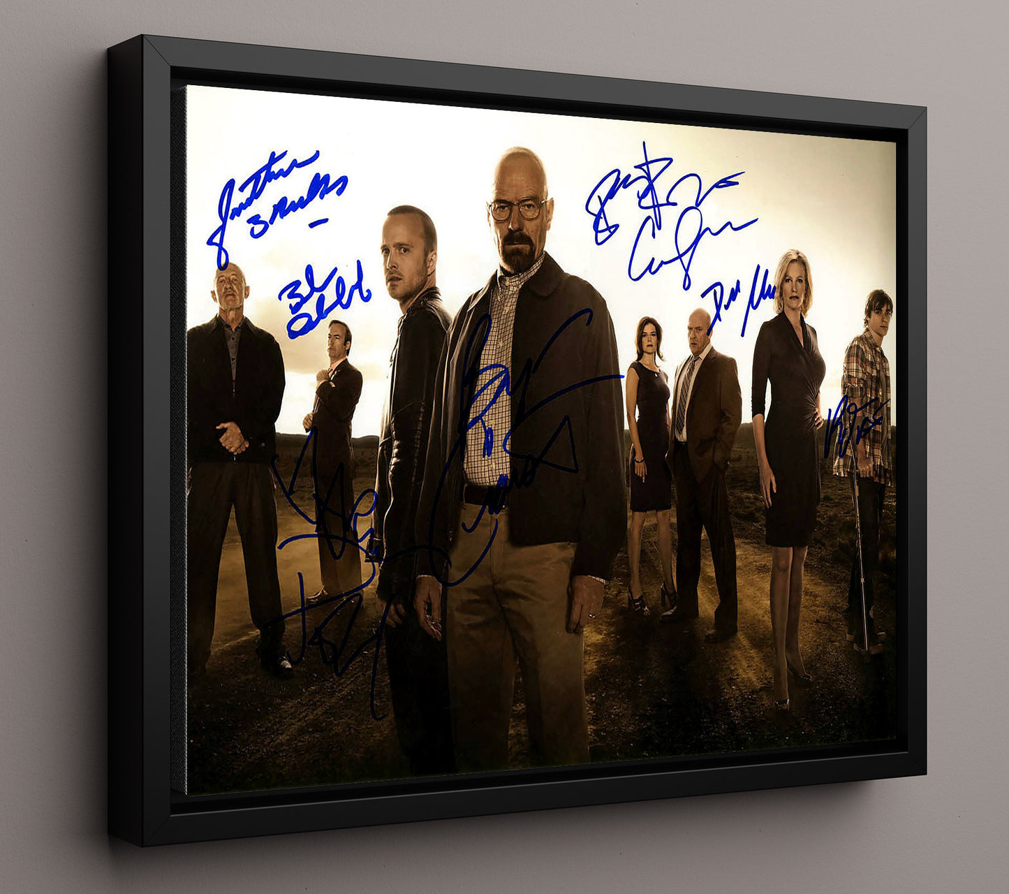 Breaking Bad - Bryan Cranston (Walter White) Ensemble Cast Alt - Vintage Television Wall Art - 16x20 Framed Canvas wall art print - television decor