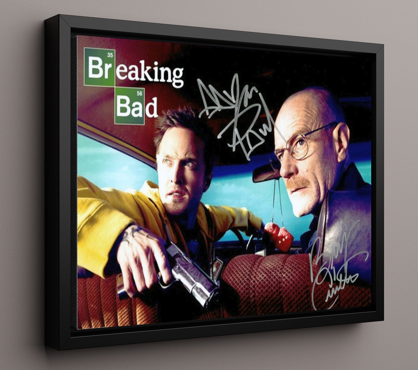 Breaking Bad - Bryan Cranston (Walter White) and Aaron Paul (Jesse Pinkman) Hazmat Couch Scene Alt - Vintage Television Wall Art - 16x20 Framed Canvas wall art print - television decor
