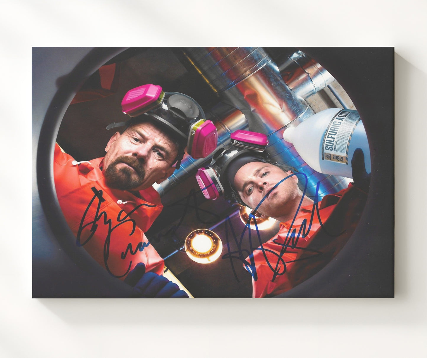 Breaking Bad - Bryan Cranston (Walter White) and Aaron Paul (Jesse Pinkman) Sulfuric Acid Scene - Vintage Television Wall Art - 20x24 Canvas wall art print - television decor