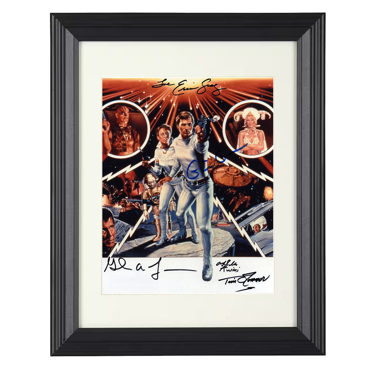 Buck Rogers in the 25th Century – Gil Gerard Erin Gray Cast – 8x10 black beveled framed television wall art