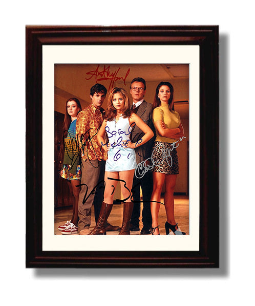 Buffy the Vampire Slayer - Sarah Michelle Gellar Anthony Head Sunnydale Slayer Ensemble - Vintage Television Wall Art - 8x10 Beveled Frame wall art print - television decor