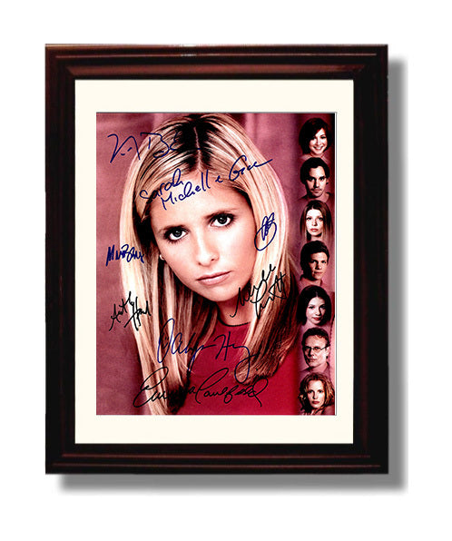 Buffy the Vampire Slayer - Sarah Michelle Gellar Vampire Slayer Heroine Ensemble Cast - Vintage Television Wall Art - 8x10 Beveled Frame wall art print - television decor