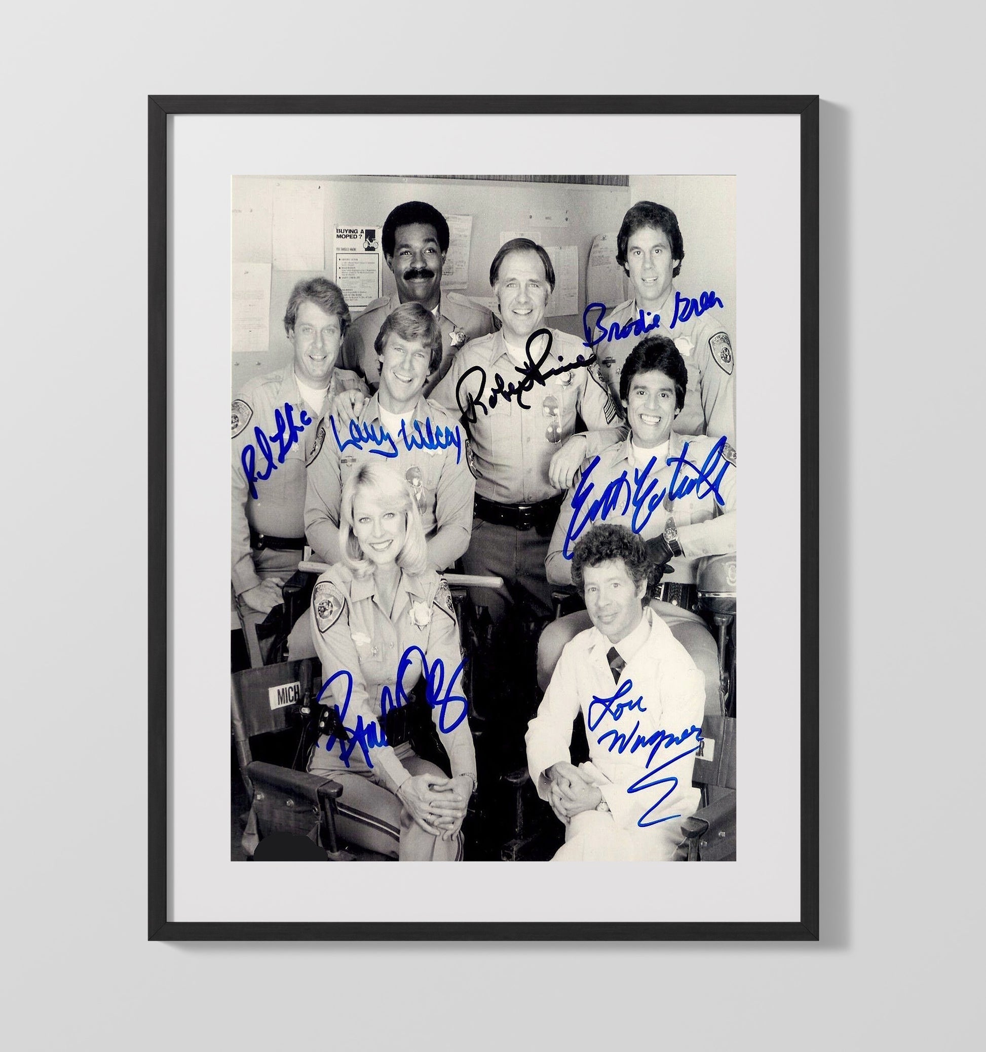 CHiPs - Erik Estrada Larry Wilcox California Highway Patrol Motorcycle Patrol - Vintage Television Wall Art - 16x20 Gallery Frame wall art print - television decor