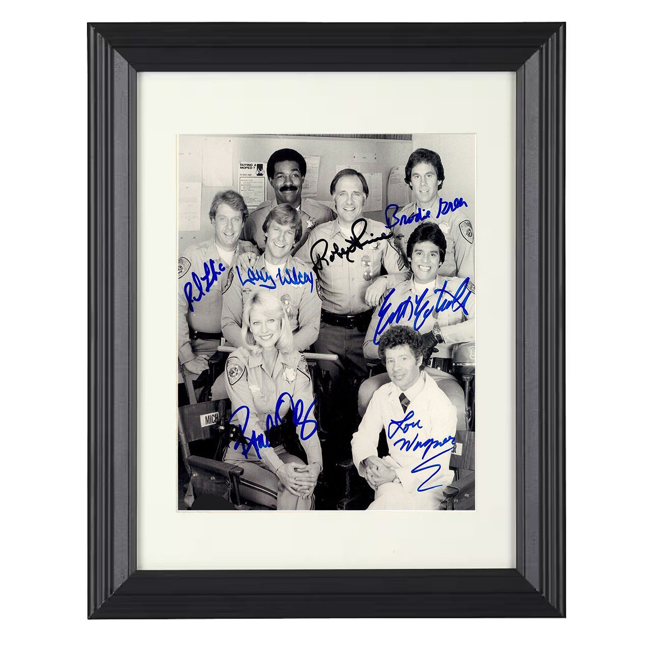 CHiPs – Erik Estrada Larry Wilcox California Highway Patrol – 8x10 black beveled framed television wall art