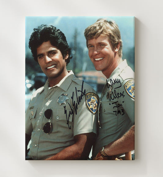 CHiPs - Erik Estrada Larry Wilcox California Highway Patrol Partners - Canvas television wall art