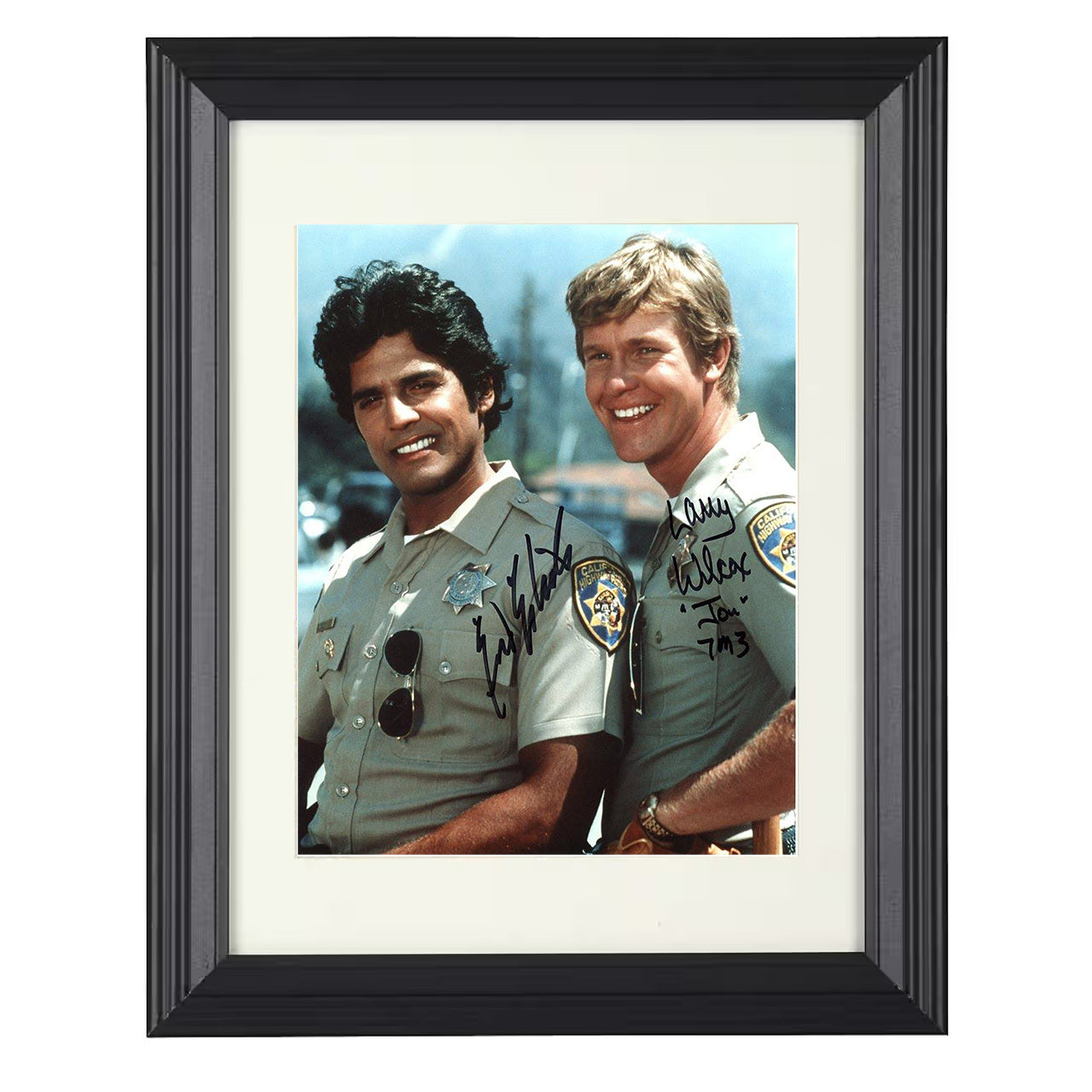 CHiPs – Erik Estrada Larry Wilcox California Highway Patrol – 8x10 black beveled framed television wall art