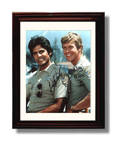 CHiPs - Erik Estrada Larry Wilcox California Highway Patrol Partners - Vintage Television Wall Art - 8x10 Beveled Frame wall art print - television decor