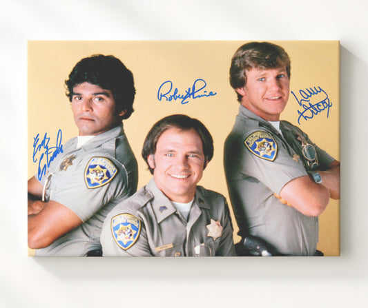 CHiPs - Erik Estrada (Frank Poncherello) Ensemble California Highway Patrol Trio Scene - Canvas television wall art