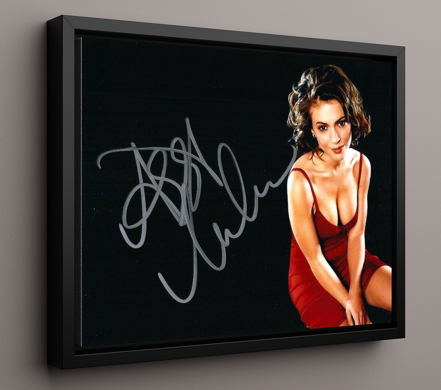 Charmed - Alyssa Milano (Phoebe Halliwell) Red Dress Glamour - Vintage Television Wall Art - 16x20 Framed Canvas wall art print - television decor