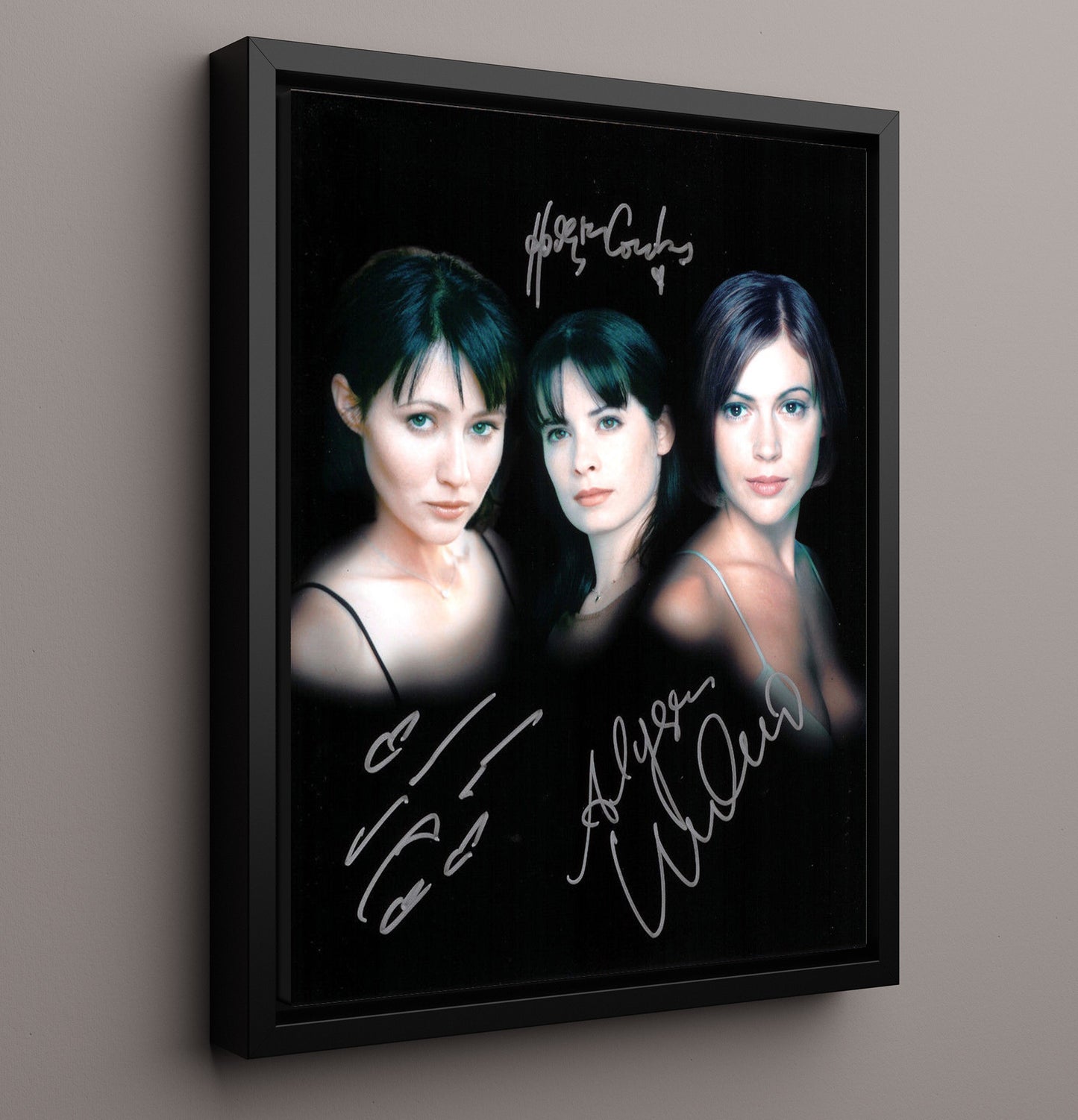 Charmed - Shannen Doherty Holly Marie Combs Alyssa Milano Power of Three Ensemble - Vintage Television Wall Art - 16x20 Framed Canvas wall art print - television decor