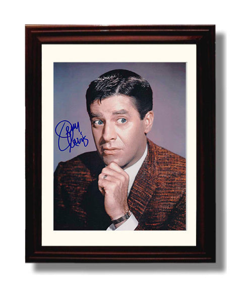 Classic Comedy - Jerry Lewis - Brown Jacket Thinking Headshot - Vintage Television Wall Art - 8x10 Beveled Frame wall art print - television decor