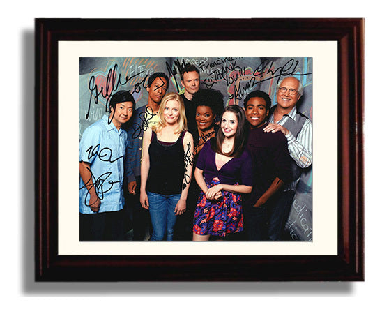 Community - Joel McHale (Jeff Winger) Ensemble Study Group Classroom Chalkboard Scene - Vintage Television Wall Art - 8x10 Beveled Frame wall art print - television decor