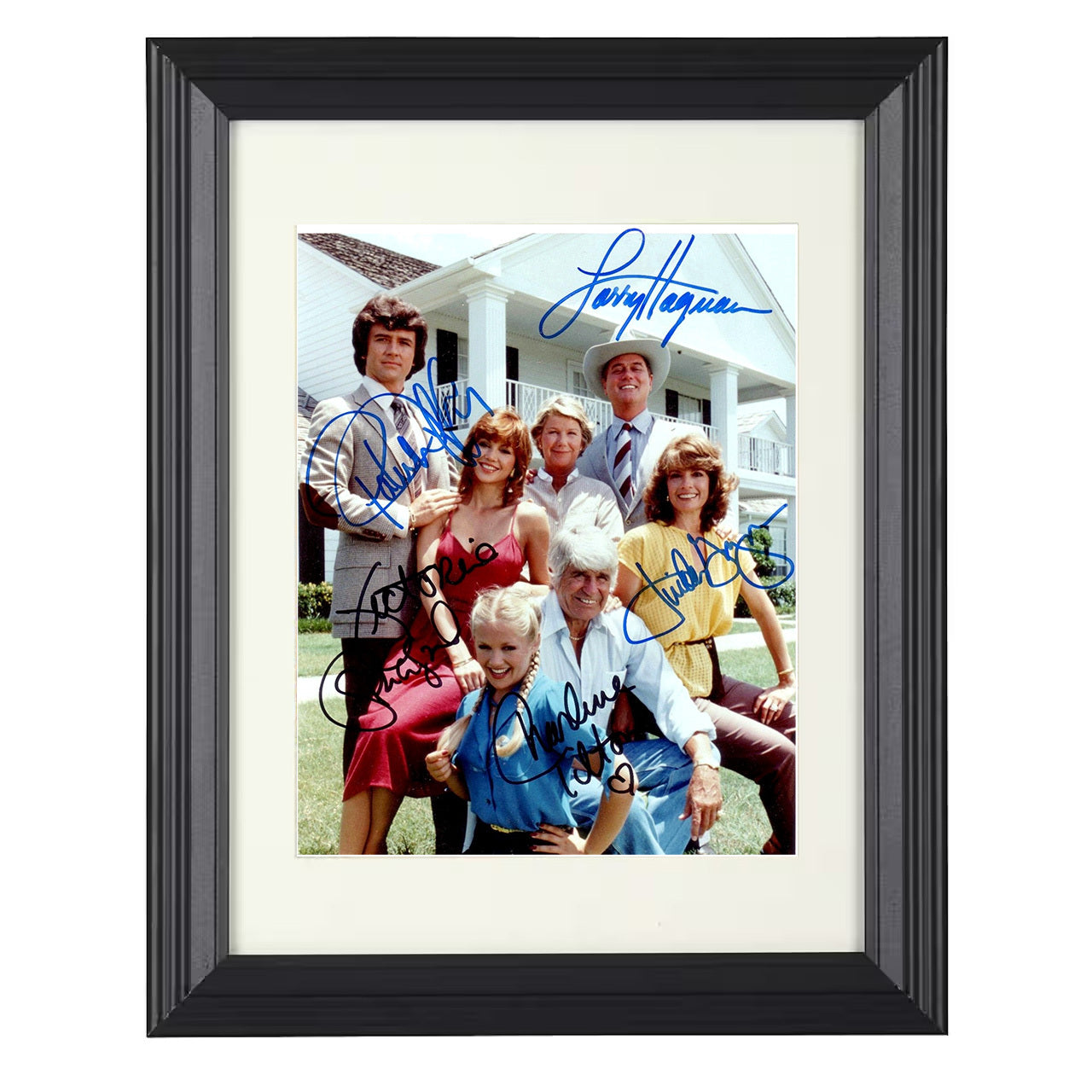 Dallas – Ensemble Southfork Family Oil Dynasty Cast – 8x10 black beveled framed television wall art