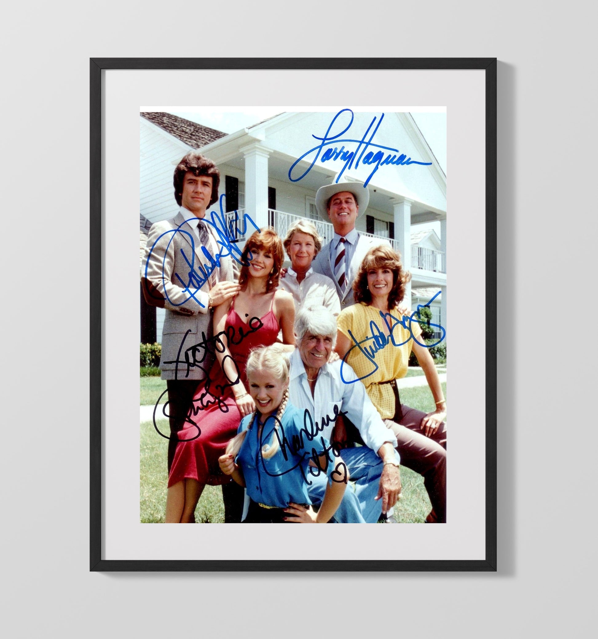 Dallas - Ensemble Southfork Family Oil Dynasty Cast - Vintage Television Wall Art - 16x20 Gallery Frame wall art print - television decor