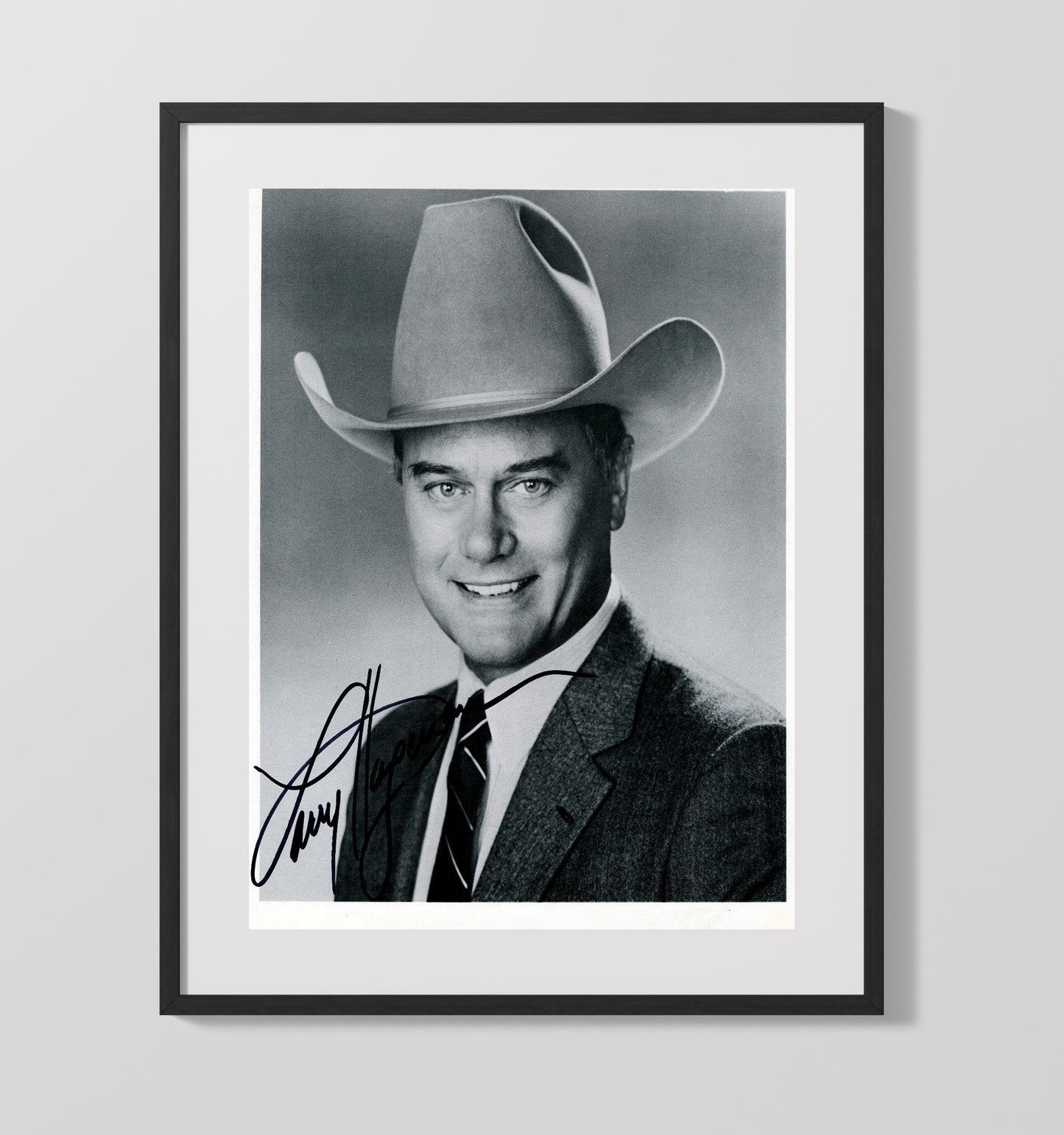 Dallas - Larry Hagman - J.R. Ewing Cowboy Hat Headshot - Vintage Television Wall Art - 16x20 Gallery Frame wall art print - television decor