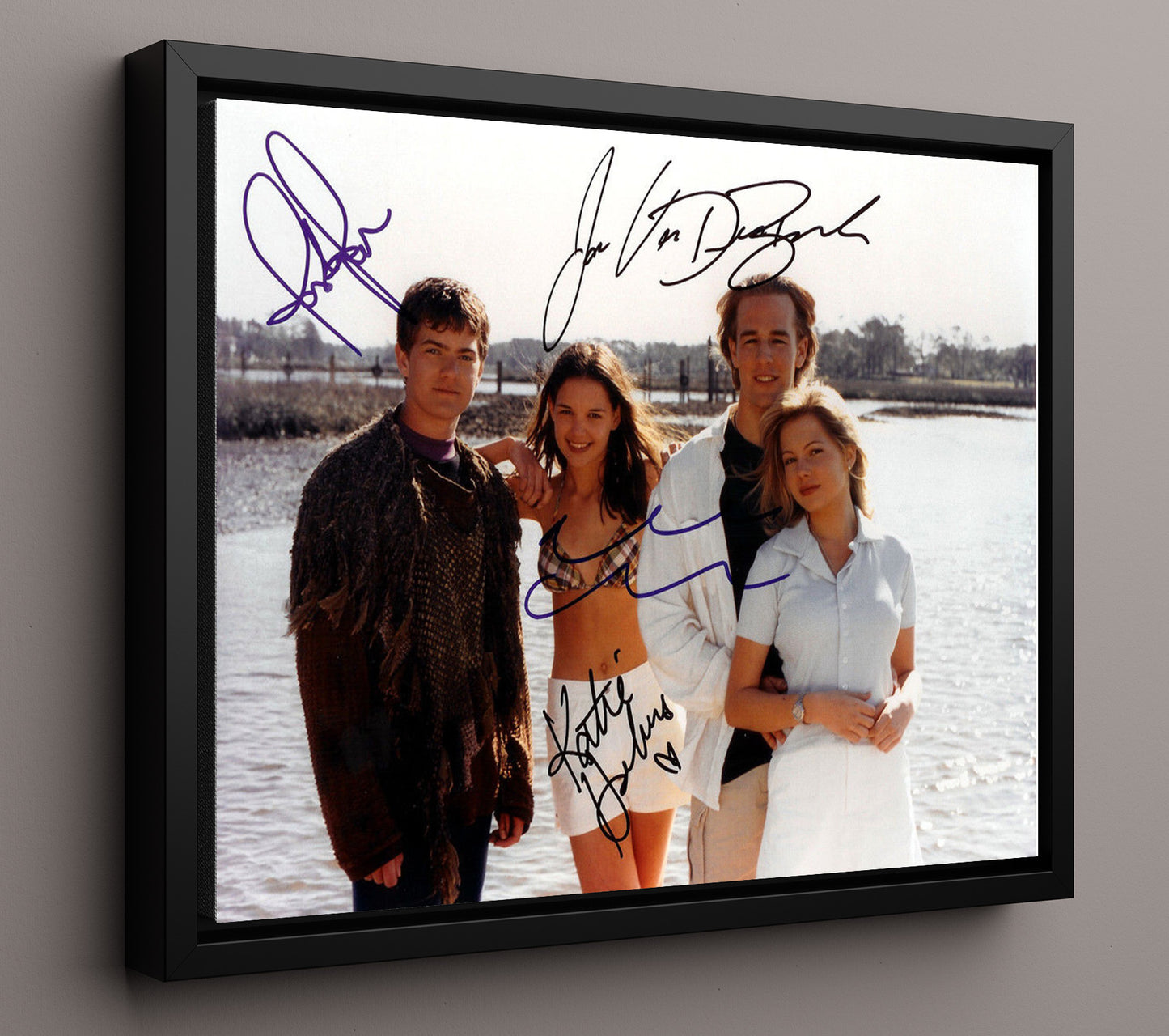Dawsons Creek - James Van Der Beek (Dawson Leery) Ensemble Cast Waterfront Scene - Vintage Television Wall Art - 16x20 Framed Canvas wall art print - television decor