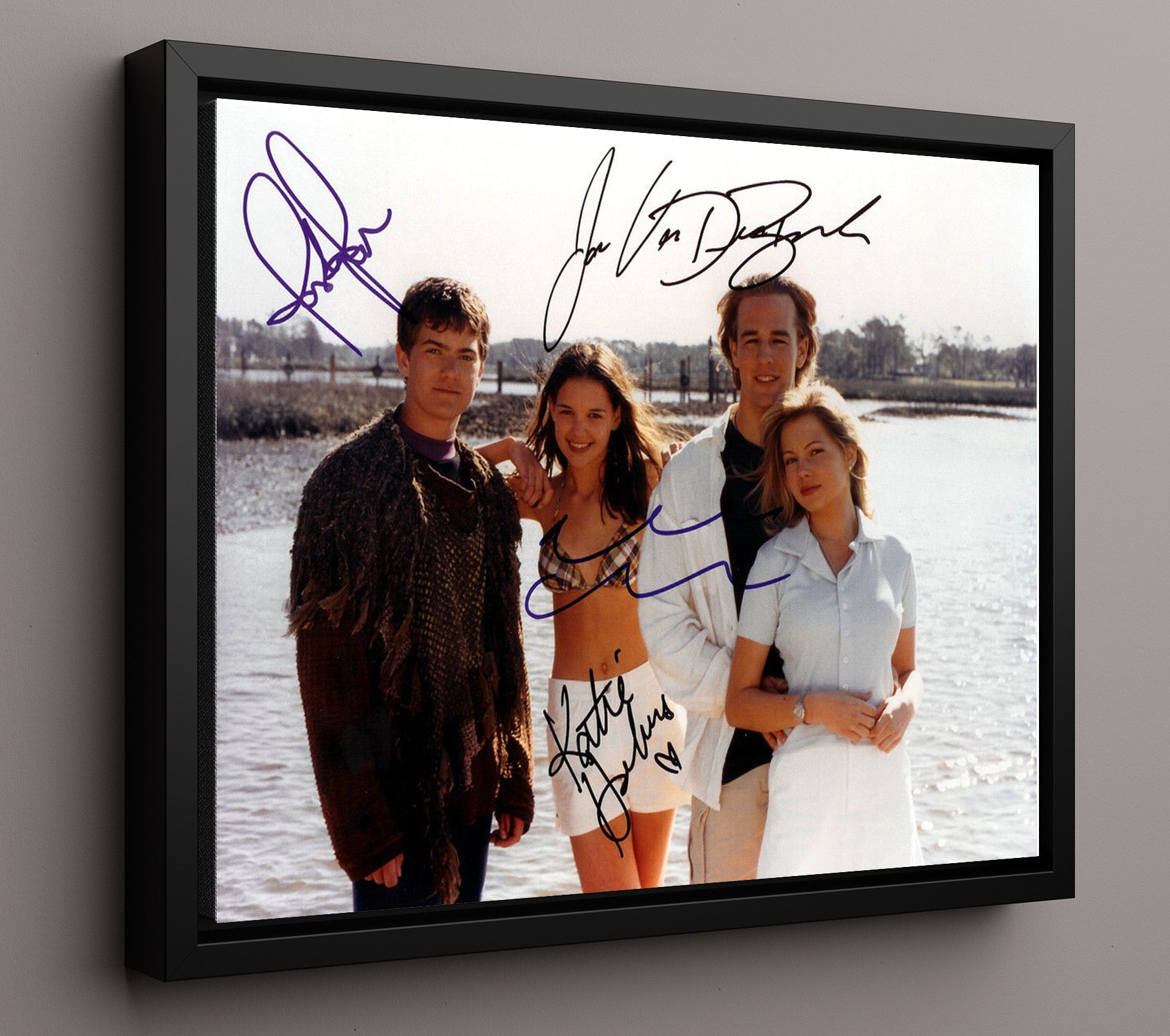 Dawsons Creek - James Van Der Beek (Dawson Leery) Ensemble Cast Waterfront Scene - Vintage Television Wall Art - 16x20 Framed Canvas wall art print - television decor