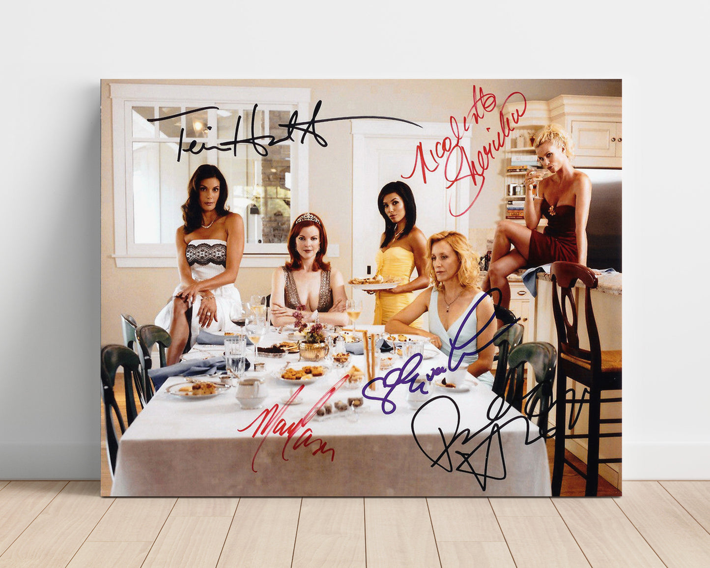 Desperate Housewives - Teri Hatcher (Susan Mayer) Ensemble Dinner Table Scene - Vintage Television Wall Art - 16x20 Unframed Print wall art print - television decor