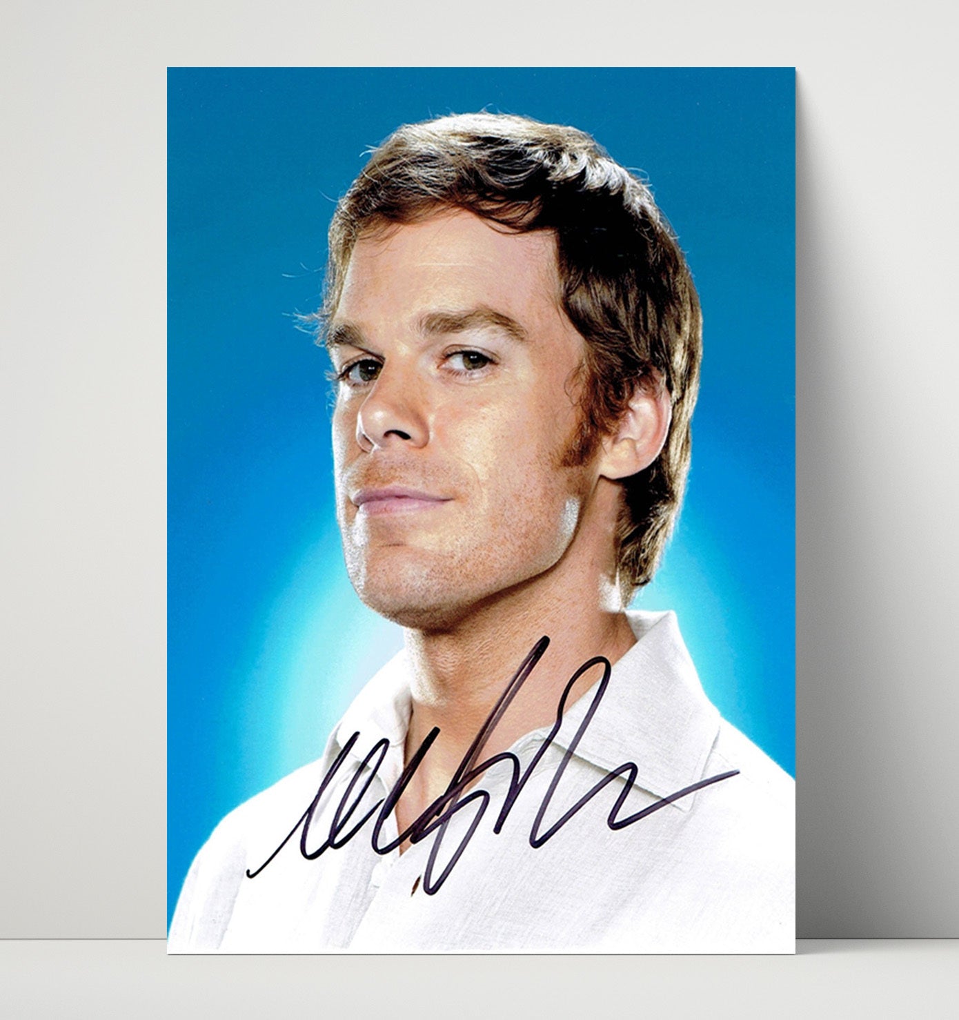 Dexter - Michael C Hall - Dexter Morgan Intense Blue Background - Vintage Television Wall Art - 16x20 Unframed Print wall art print - television decor