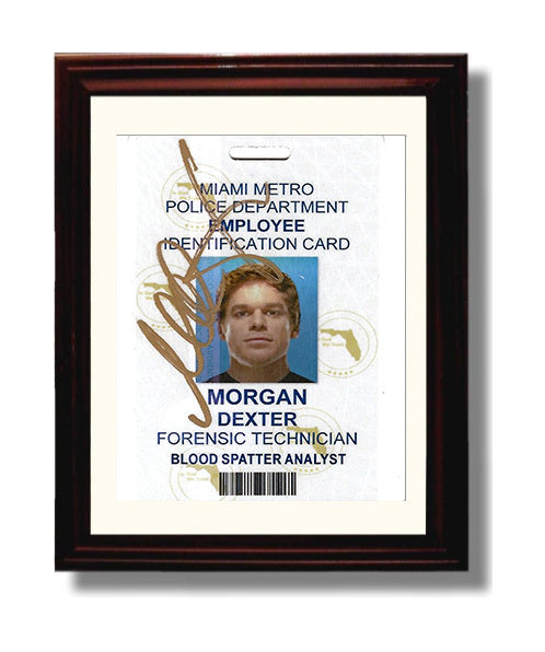 Dexter - Michael C Hall - Miami Metro Police ID Card - Vintage Television Wall Art - 8x10 Beveled Frame wall art print - television decor
