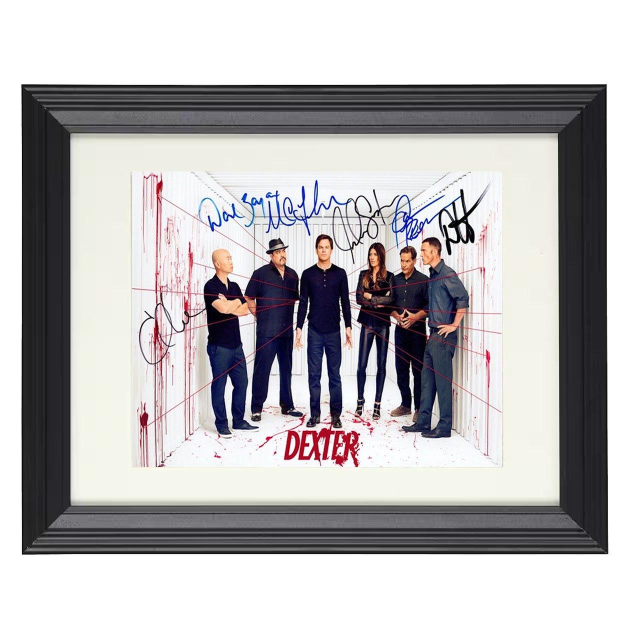 Dexter – Dexter Morgan Ensemble Blood String Investigation – 8x10 black beveled framed television wall art