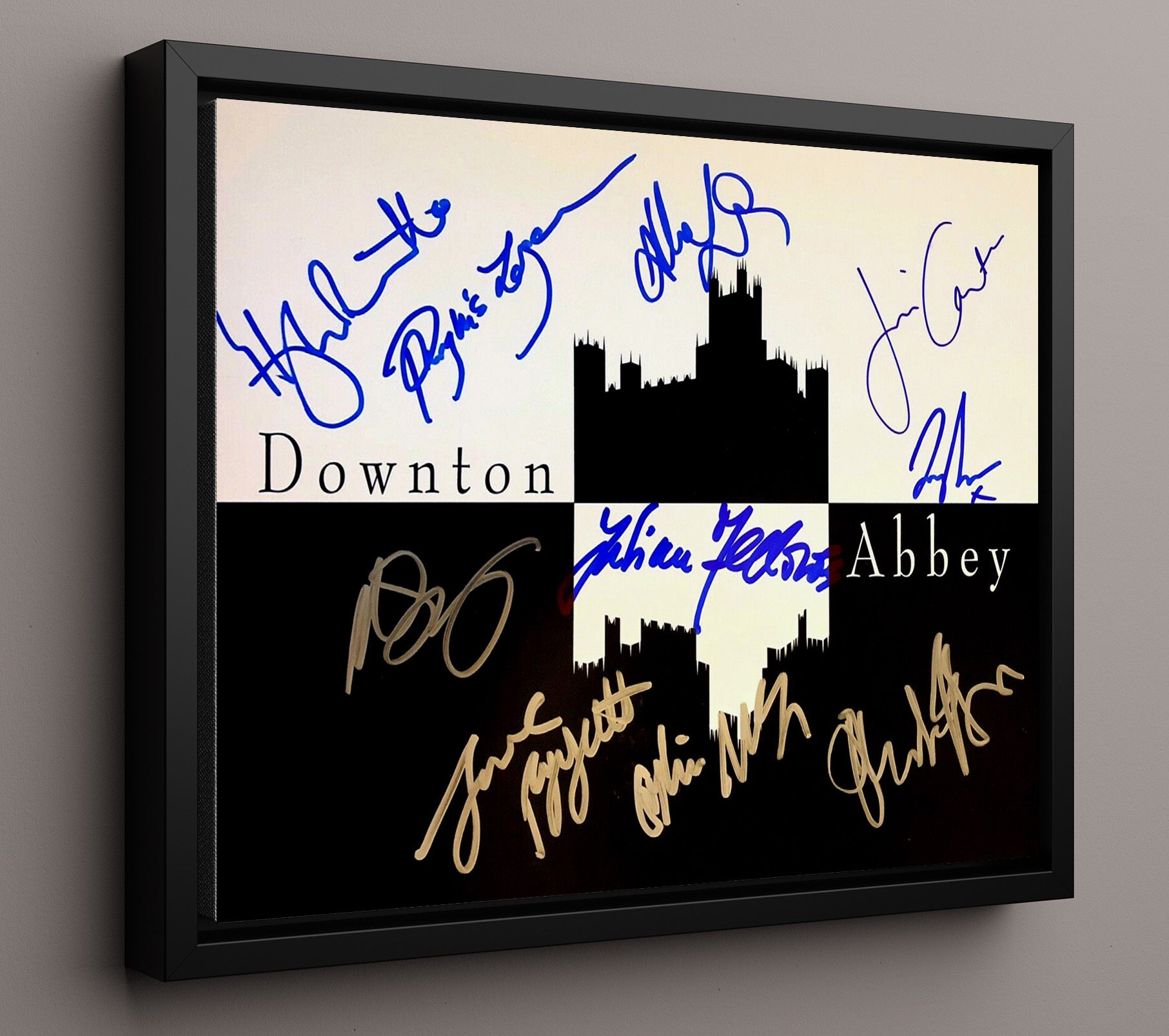 Downton Abbey - Hugh Bonneville (Robert Crawley) Ensemble Cast Estate Title Card Scene - Vintage Television Wall Art - 16x20 Framed Canvas wall art print - television decor