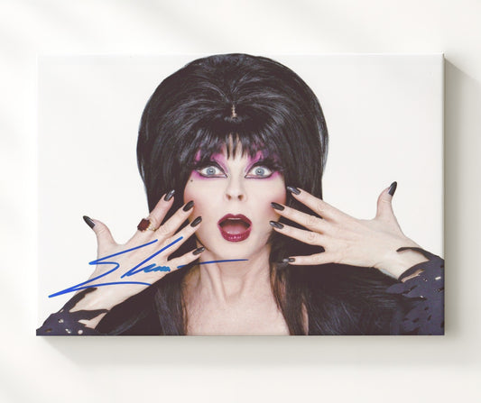 Elvira - Cassandra Peterson (Elvira) Horror Host Shock Glam Reaction Scene - Canvas television wall art