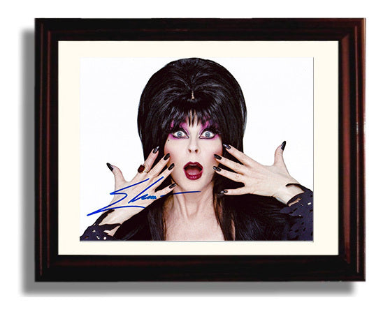 Elvira - Cassandra Peterson (Elvira) Horror Host Shock Glam Reaction Scene - Vintage Television Wall Art - 8x10 Beveled Frame wall art print - television decor