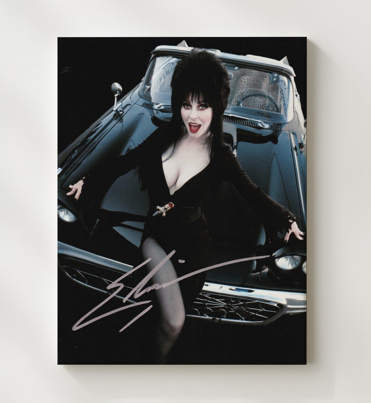 Elvira Mistress of the Dark - Cassandra Peterson Gothic Horror Host Icon - Vintage Television Wall Art - 20x24 Canvas wall art print - television decor