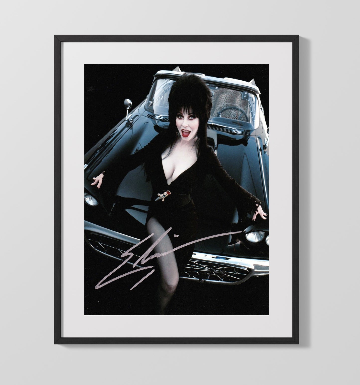 Elvira Mistress of the Dark - Cassandra Peterson Gothic Horror Host Icon - Vintage Television Wall Art - 16x20 Gallery Frame wall art print - television decor