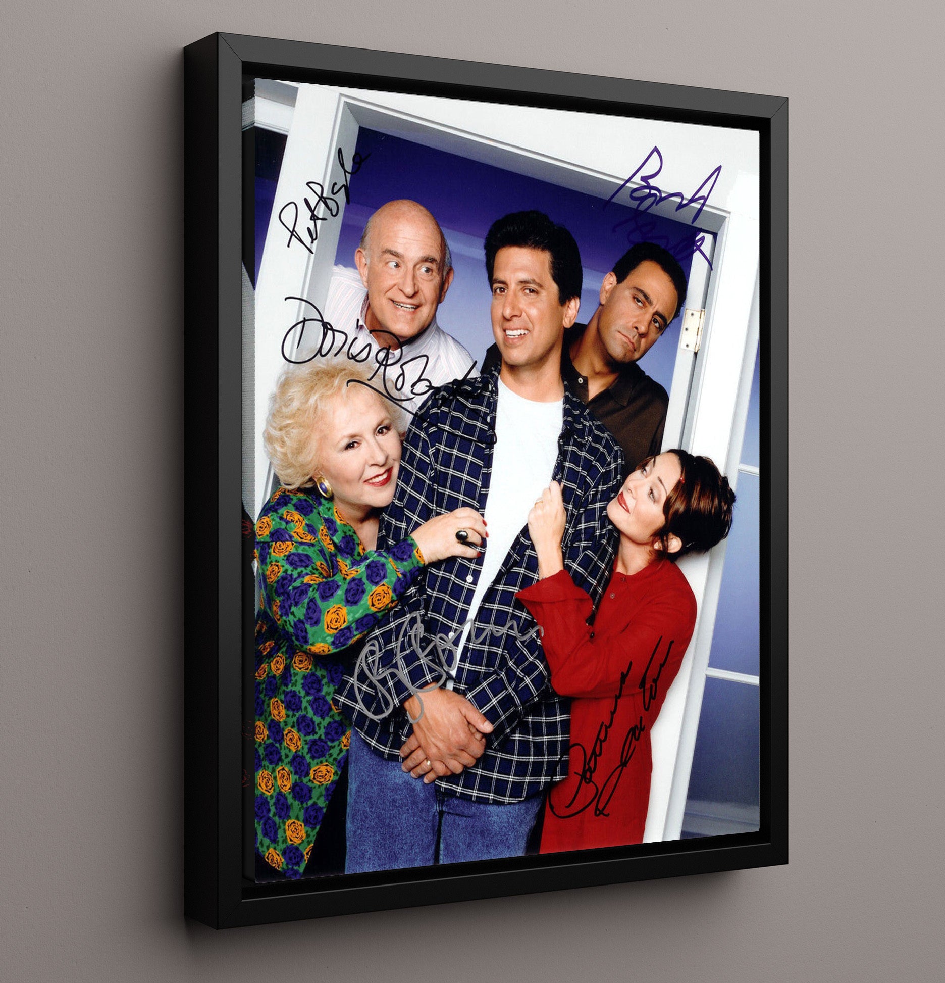 Everybody Loves Raymond - Ray Romano Family Cast Doorway - Vintage Television Wall Art - 16x20 Framed Canvas wall art print - television decor