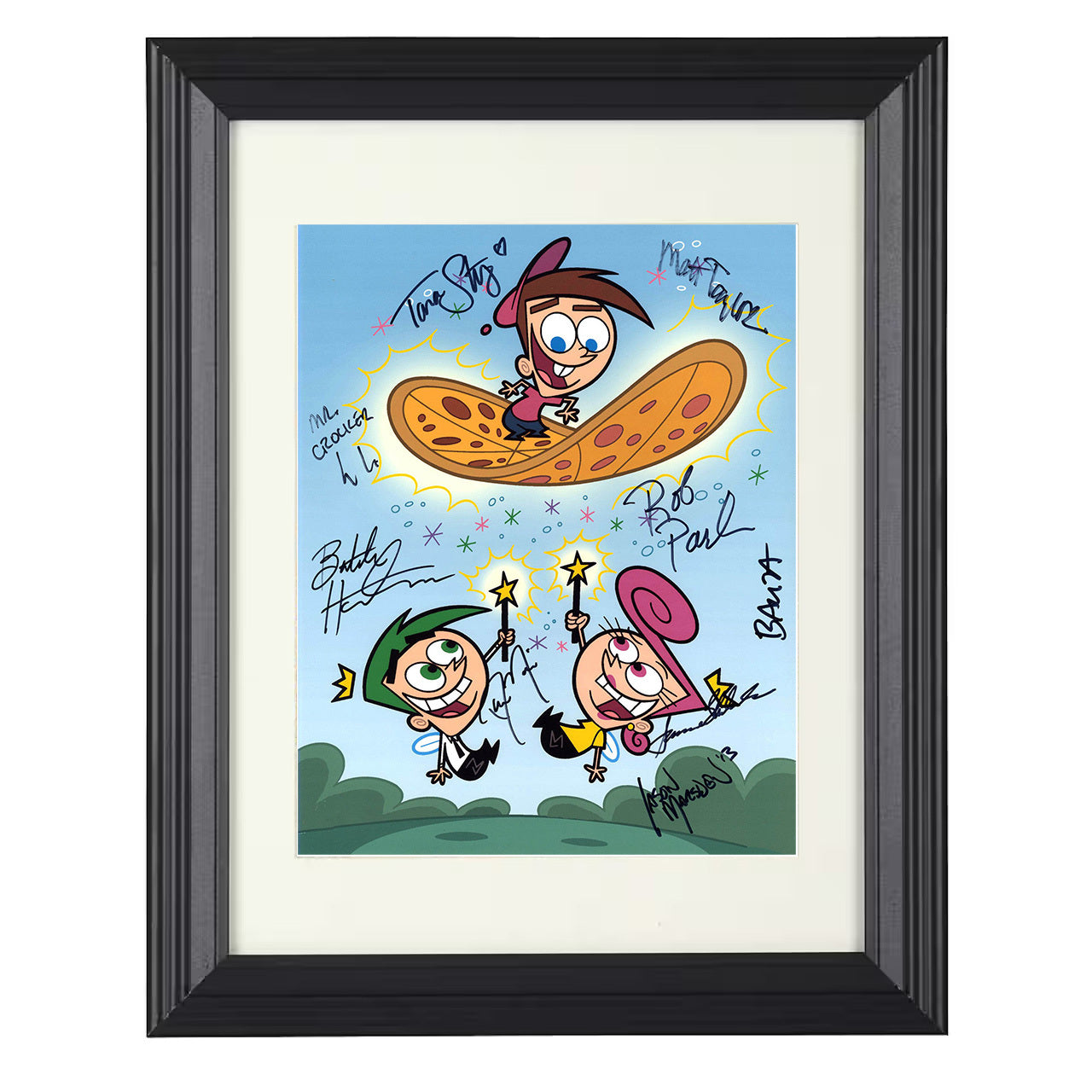 Fairly OddParents – Timmy Turner Cosmo Wanda Pizza Carpet – 8x10 black beveled framed television wall art