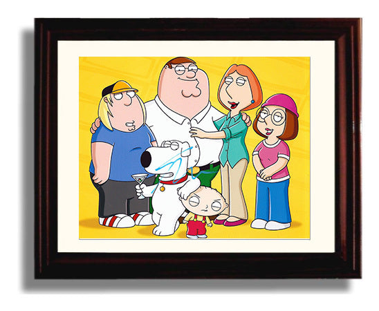 Family Guy - Seth MacFarlane (Creator) Griffin Family Cast Art - Vintage Television Wall Art - 8x10 Beveled Frame wall art print - television decor