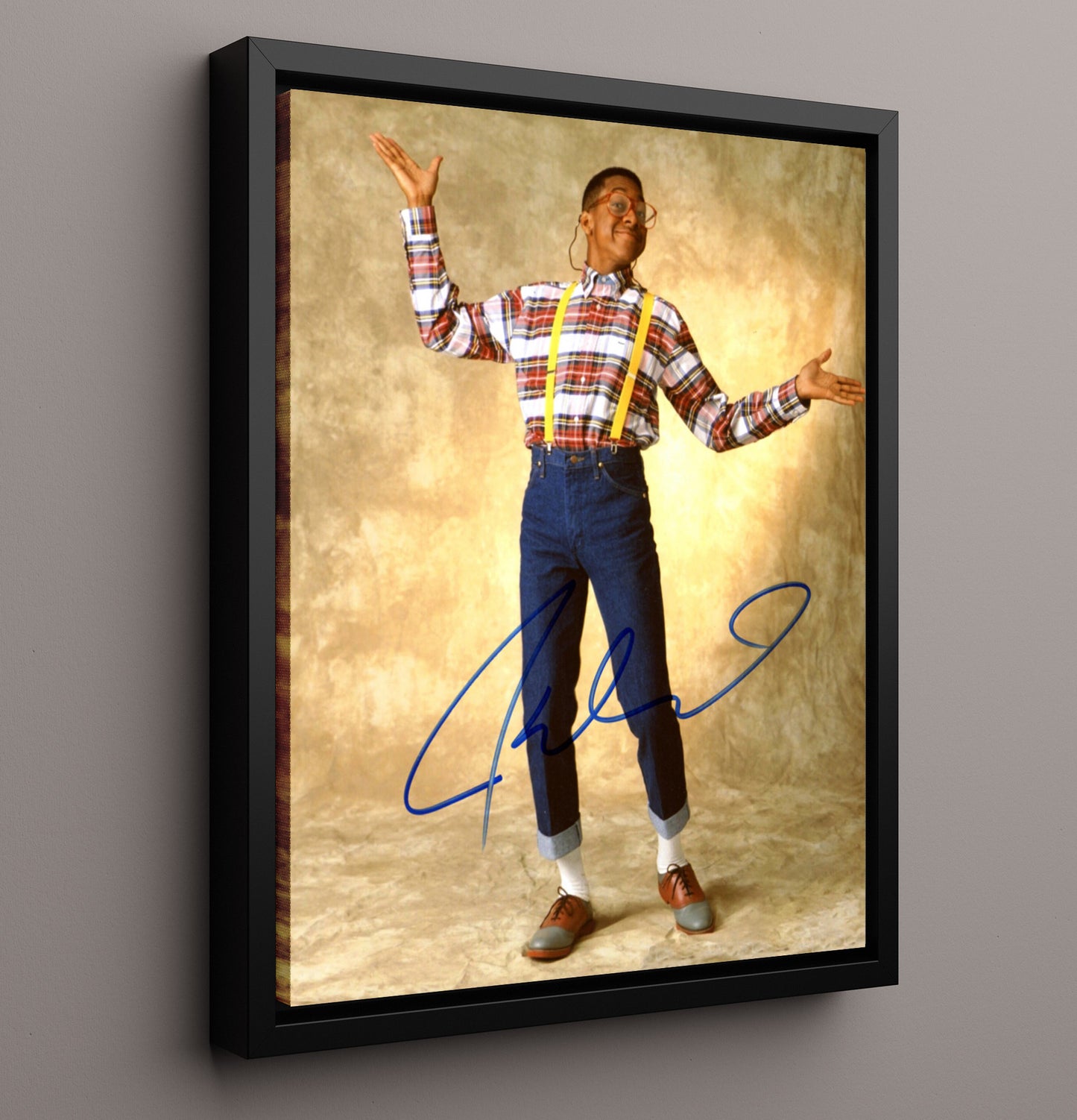 Family Matters - Jaleel White Steve Urkel Suspenders Pose - Vintage Television Wall Art - 16x20 Framed Canvas wall art print - television decor