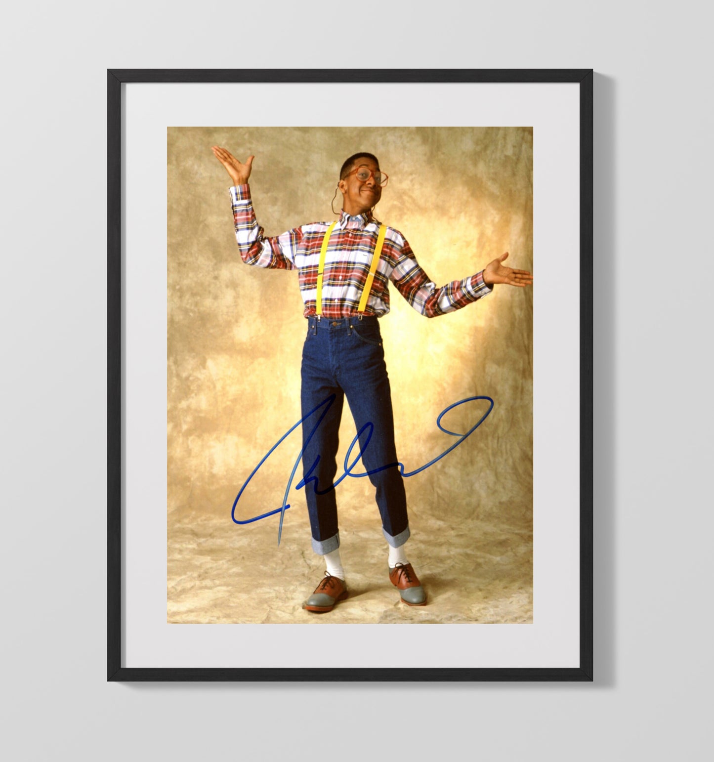 Family Matters - Jaleel White Steve Urkel Suspenders Pose - Vintage Television Wall Art - 16x20 Gallery Frame wall art print - television decor