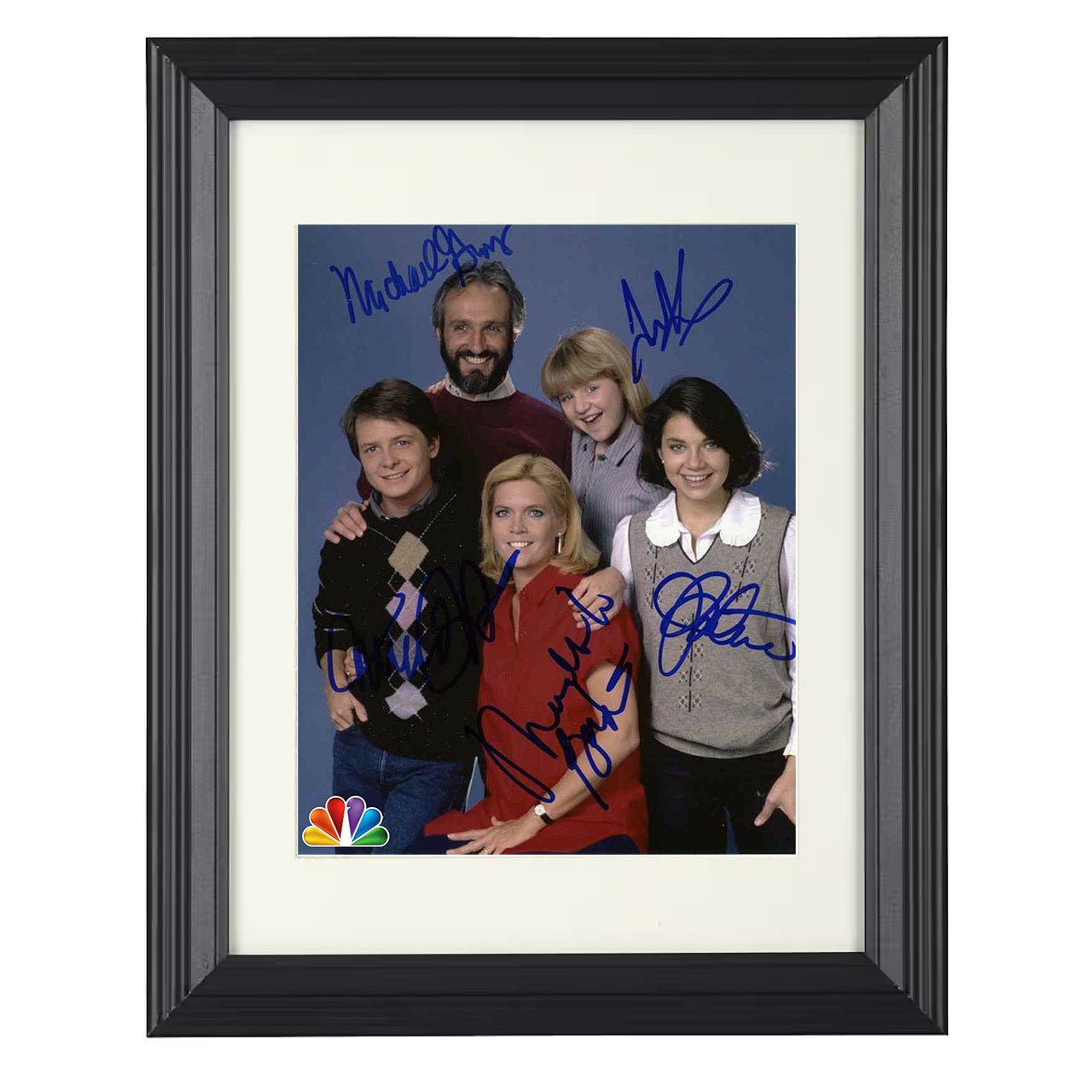 Family Ties – Michael J Fox Cast NBC Promo – 8x10 black beveled framed television wall art