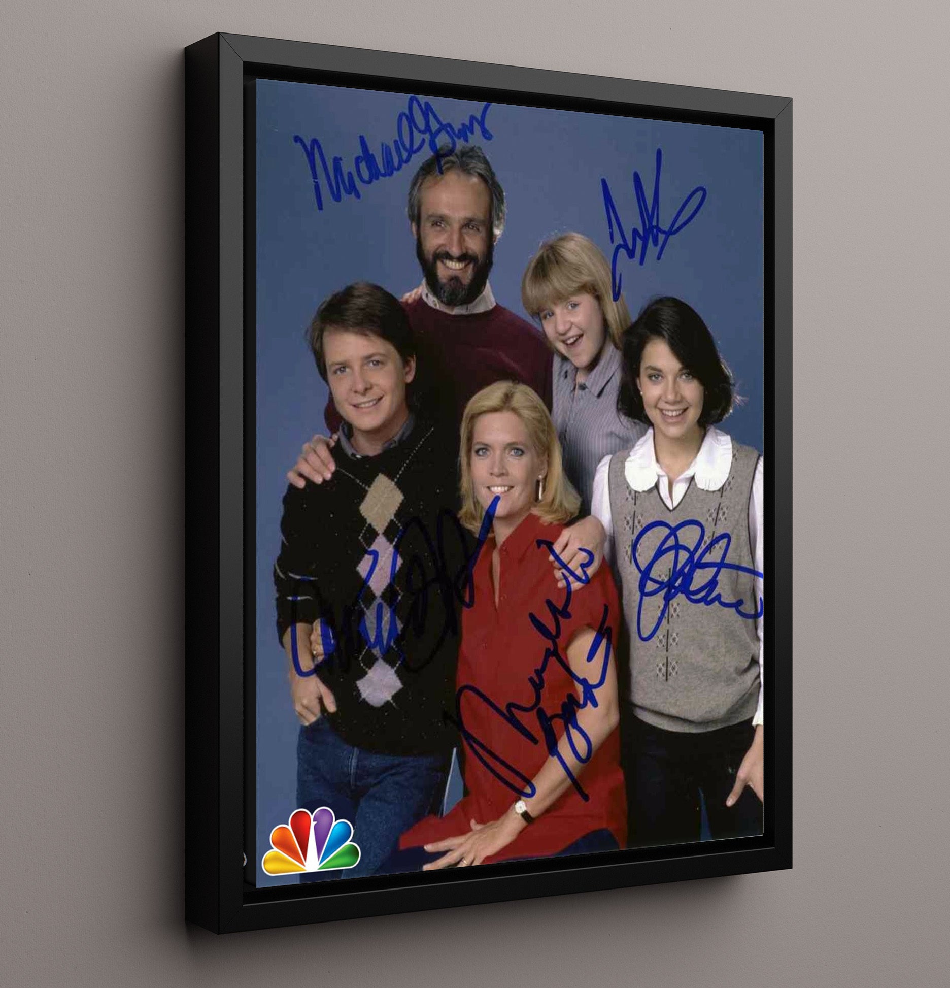 Family Ties - Michael J Fox Cast NBC Promo - Vintage Television Wall Art - 16x20 Framed Canvas wall art print - television decor