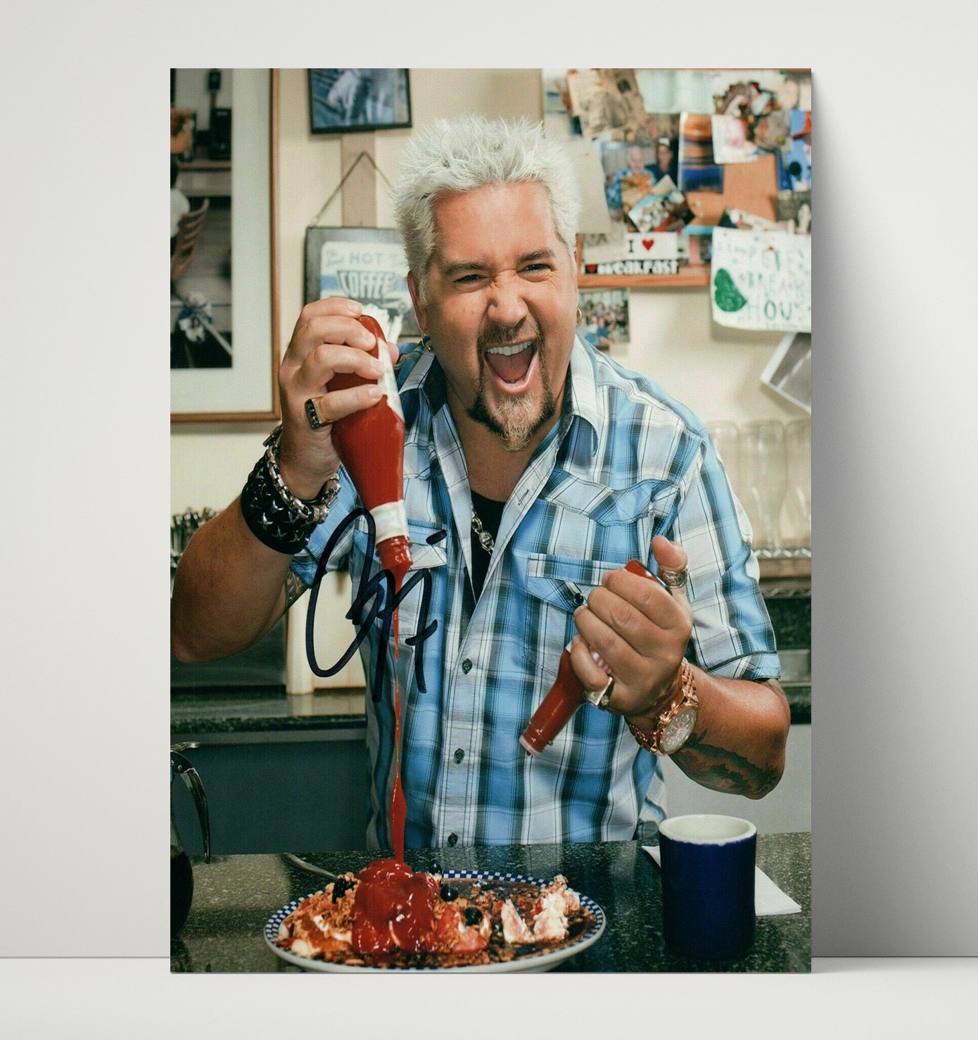 Food Network - Guy Fieri Diner Breakfast Sauce Pour - Vintage Television Wall Art - 16x20 Unframed Print wall art print - television decor
